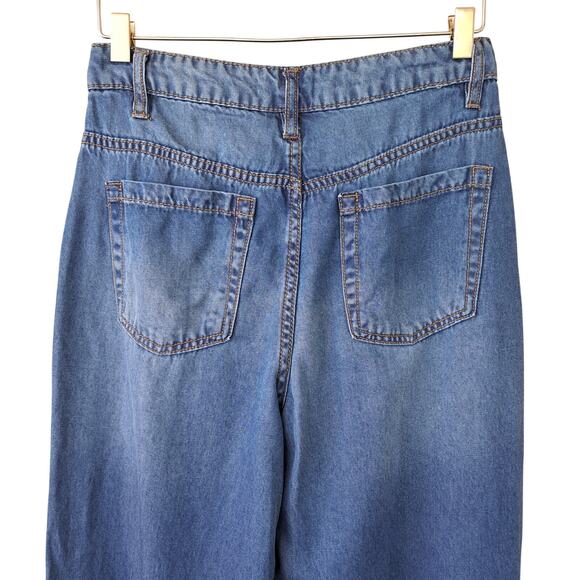 OAT New York 100% Lyocell Palazzo Wide Leg Jeans Chambray Blue Soft Trouser - Picture 8 of 9